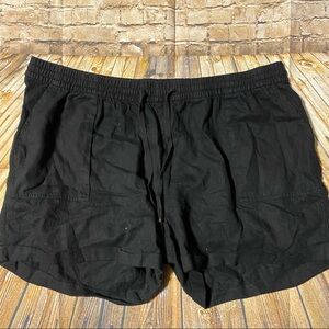 Old Navy Black Linen Blend Pull On Stretch Waist Shorts